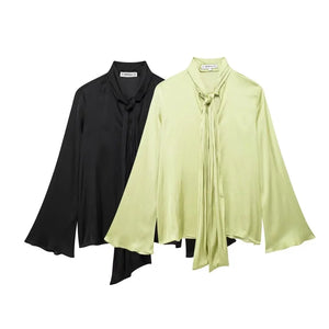 Stijlvolle Effen Top – Vrouwelijke Strik & Strak Design